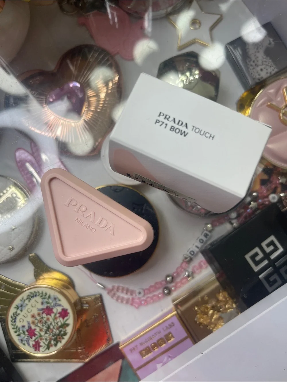 Prada touch cream to powder color blush in bow